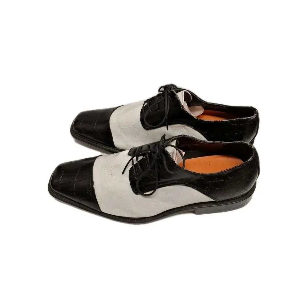 Antonio Correlli Elite Dress Shoes Black White Faux Leather Size 11 #6089
